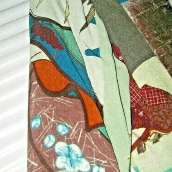 ❤️CITRON Santa Monica Silk Ruffle Geisha Bonzi Swallows Top Jacket Size Large - Picture 6 of 9